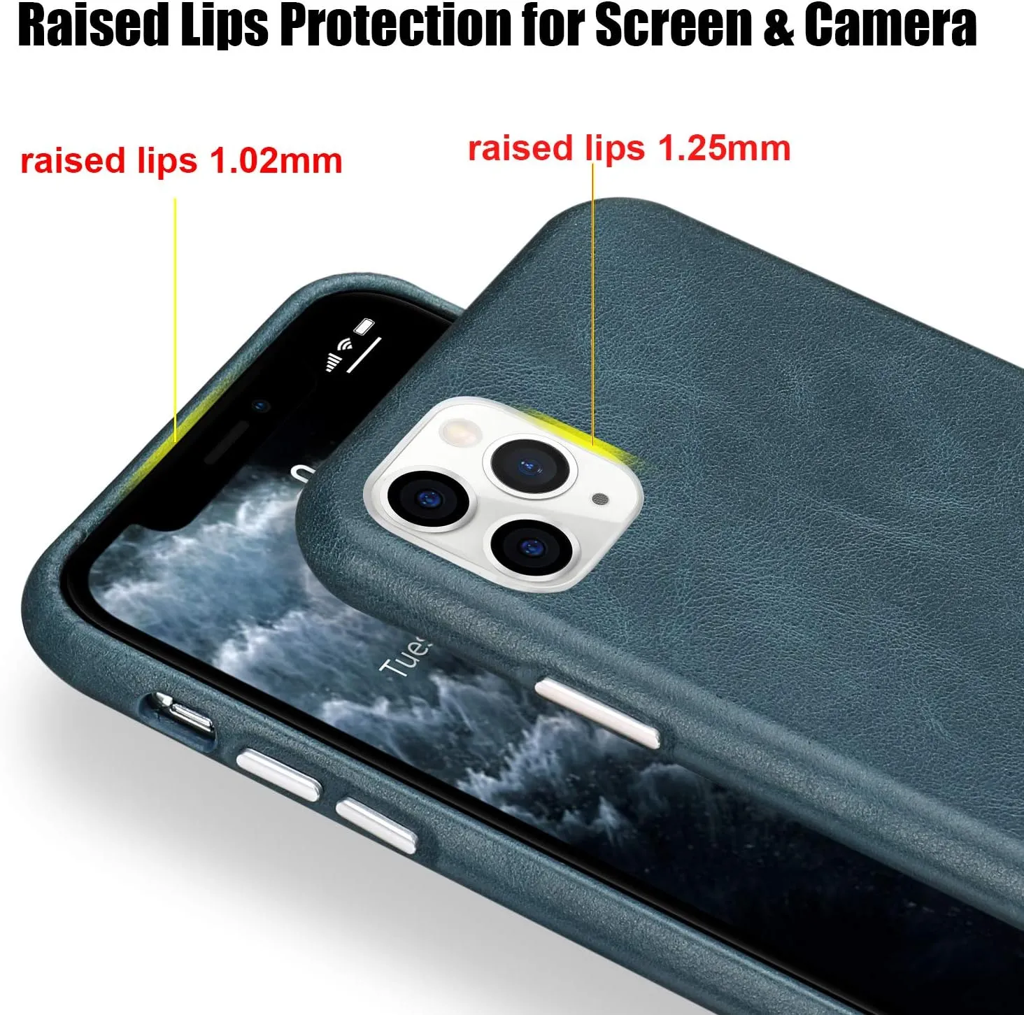TOOVREN iPhone 11 Pro Case Leather Genuine Protective Ultra Slim Anti-Slip Vintage Designed Shell Hard Back Cover Supports Wireless Charging for Apple iPhone 11 Pro 5.8'' (2019) Navy Blue