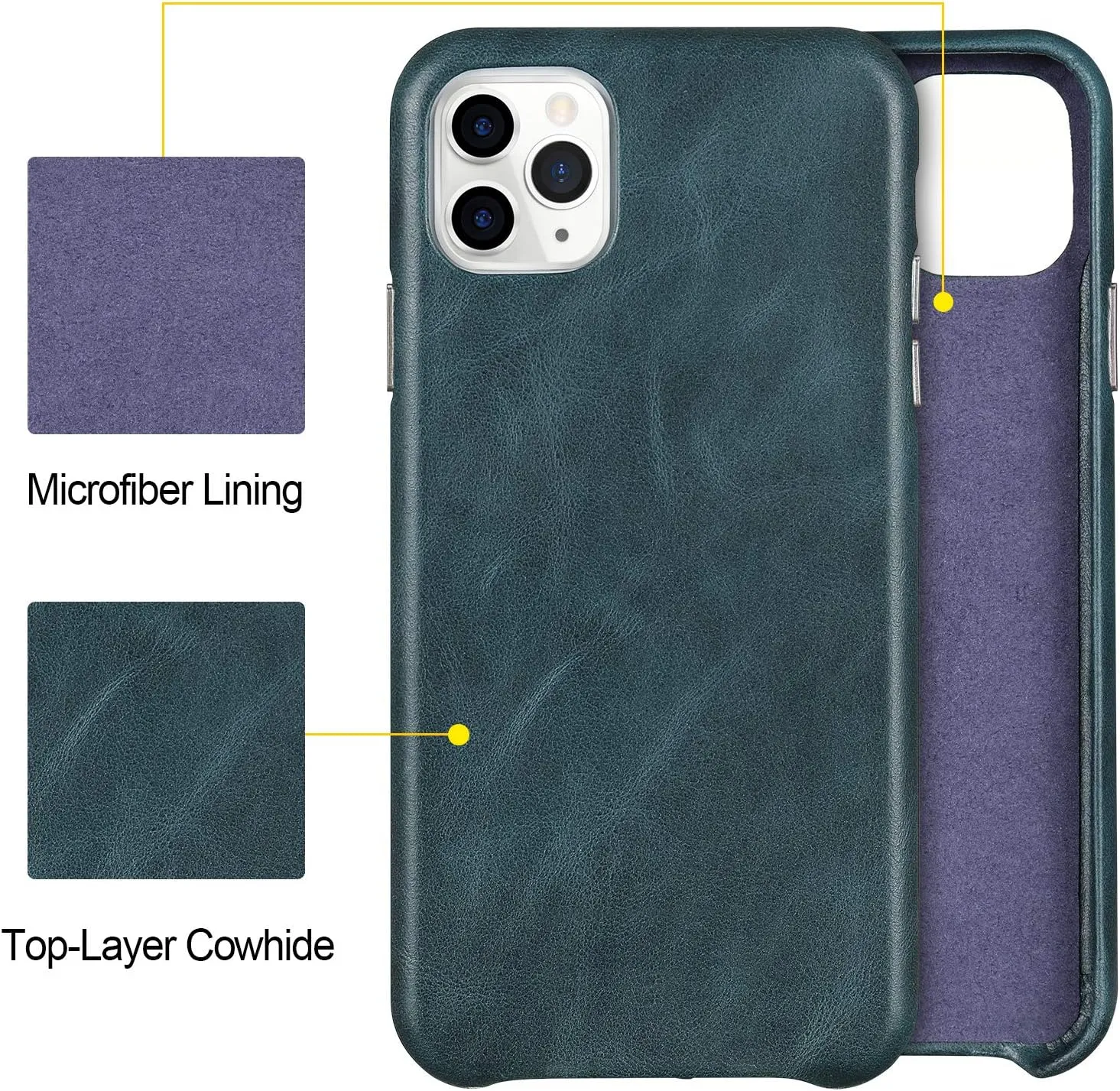 TOOVREN iPhone 11 Pro Case Leather Genuine Protective Ultra Slim Anti-Slip Vintage Designed Shell Hard Back Cover Supports Wireless Charging for Apple iPhone 11 Pro 5.8'' (2019) Navy Blue