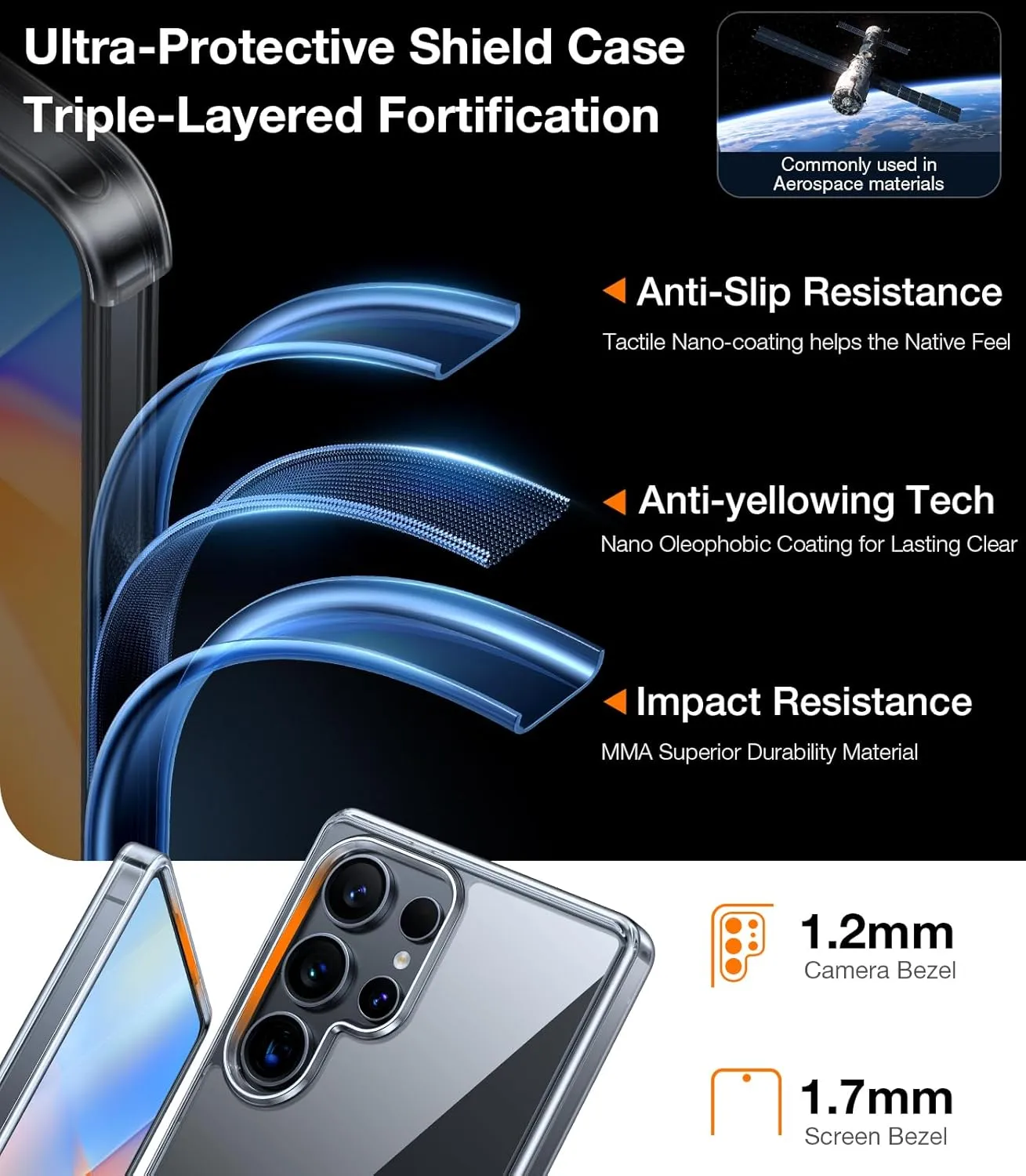 TORRAS Shockproof for Samsung Galaxy S25 Ultra Case, [Non-Yellowing] [12FT Military-Grade Protection] Transparent Slim Case for Samsung S25 Ultra Case, Diamond Clear, Hard, 6.9'' Guardian Series