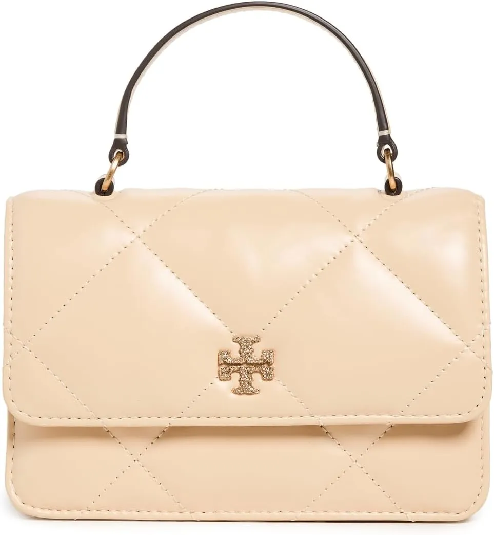 Tory Burch Women's Kira Pave Logo Diamond Quilt Mini Top Handle Bag