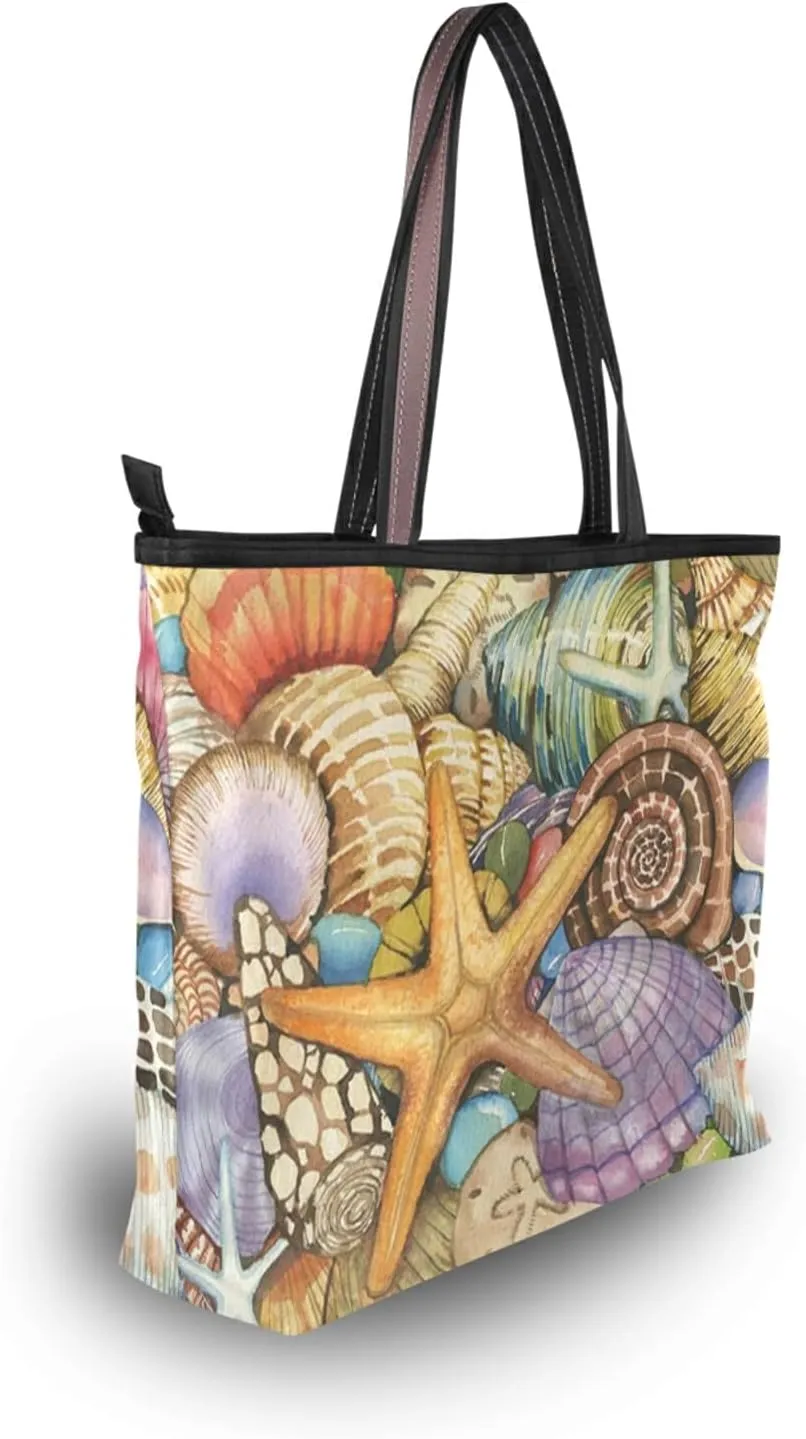 Tote Bag for Women with Zipper and Pockets,Polyester Tote Bag Pattern Tote Purse Women Handbag