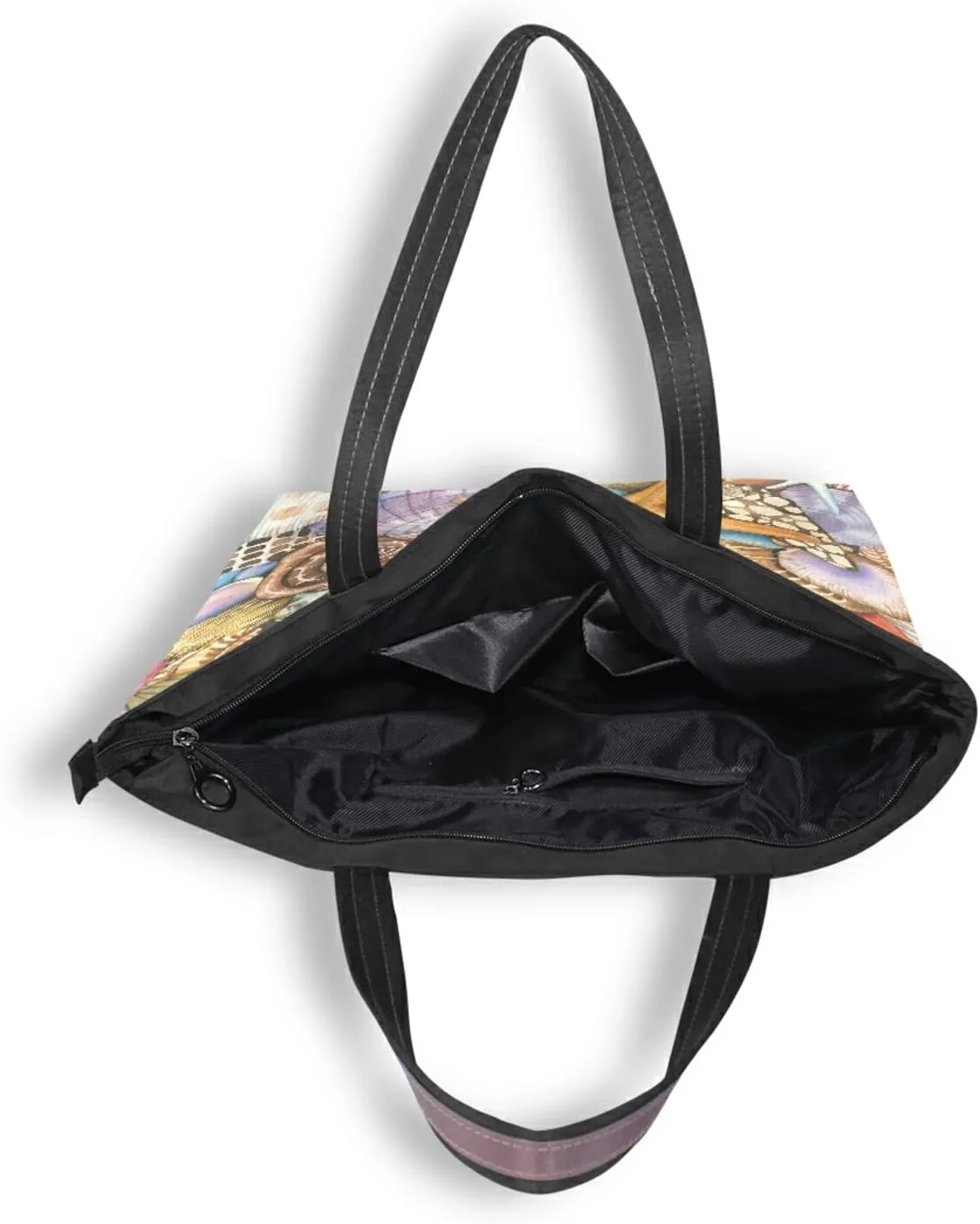 Tote Bag for Women with Zipper and Pockets,Polyester Tote Bag Pattern Tote Purse Women Handbag