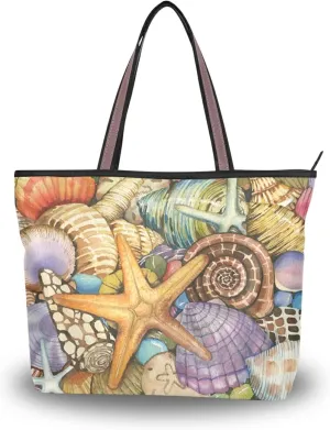 Tote Bag for Women with Zipper and Pockets,Polyester Tote Bag Pattern Tote Purse Women Handbag