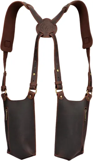 Tourbon Leather Shoulder Holster Phone Holder Concealed Armpit Wallet Pocket Anti-Theft Multipurpose Double Pouches Adjustable Straps