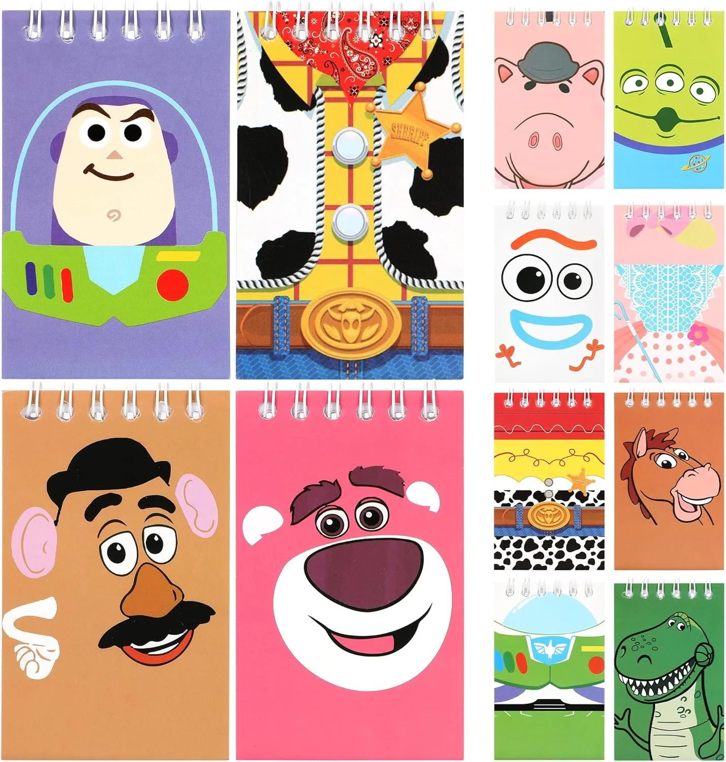 Toy Inspired Birthday Party Supplies - 24Pcs Mini Notepads for Toy Inspired Birthday Party Favors, Children Cartoon Notepads Children Classroom Rewards，12 Types