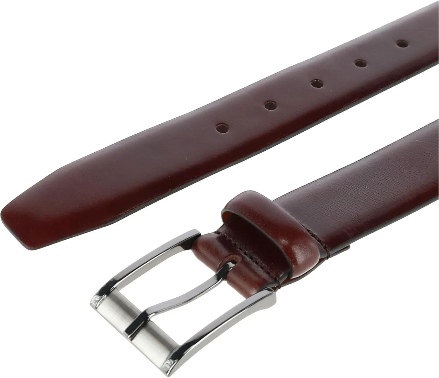 Trafalgar Men's Matteo 35mm Feather Edge Leather Dress Belt with Italian Buckle