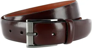 Trafalgar Men's Matteo 35mm Feather Edge Leather Dress Belt with Italian Buckle