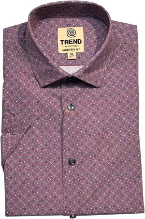 Trend Men's 'Mini Medallion' Print Stretch Modern Fit Short Sleeve Sport Shirt