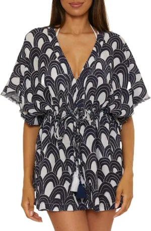 Trina Turk Women's Arches Pocket Tunic Dress, V-Neck, Casual, Beach Cover Ups