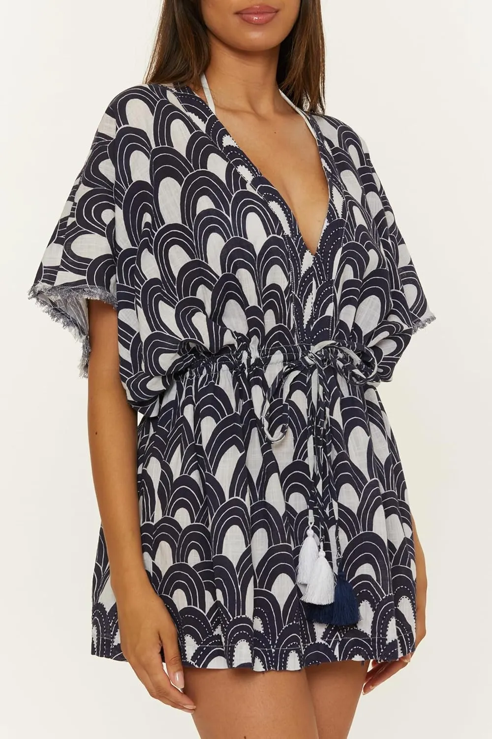 Trina Turk Women's Arches Pocket Tunic Dress, V-Neck, Casual, Beach Cover Ups