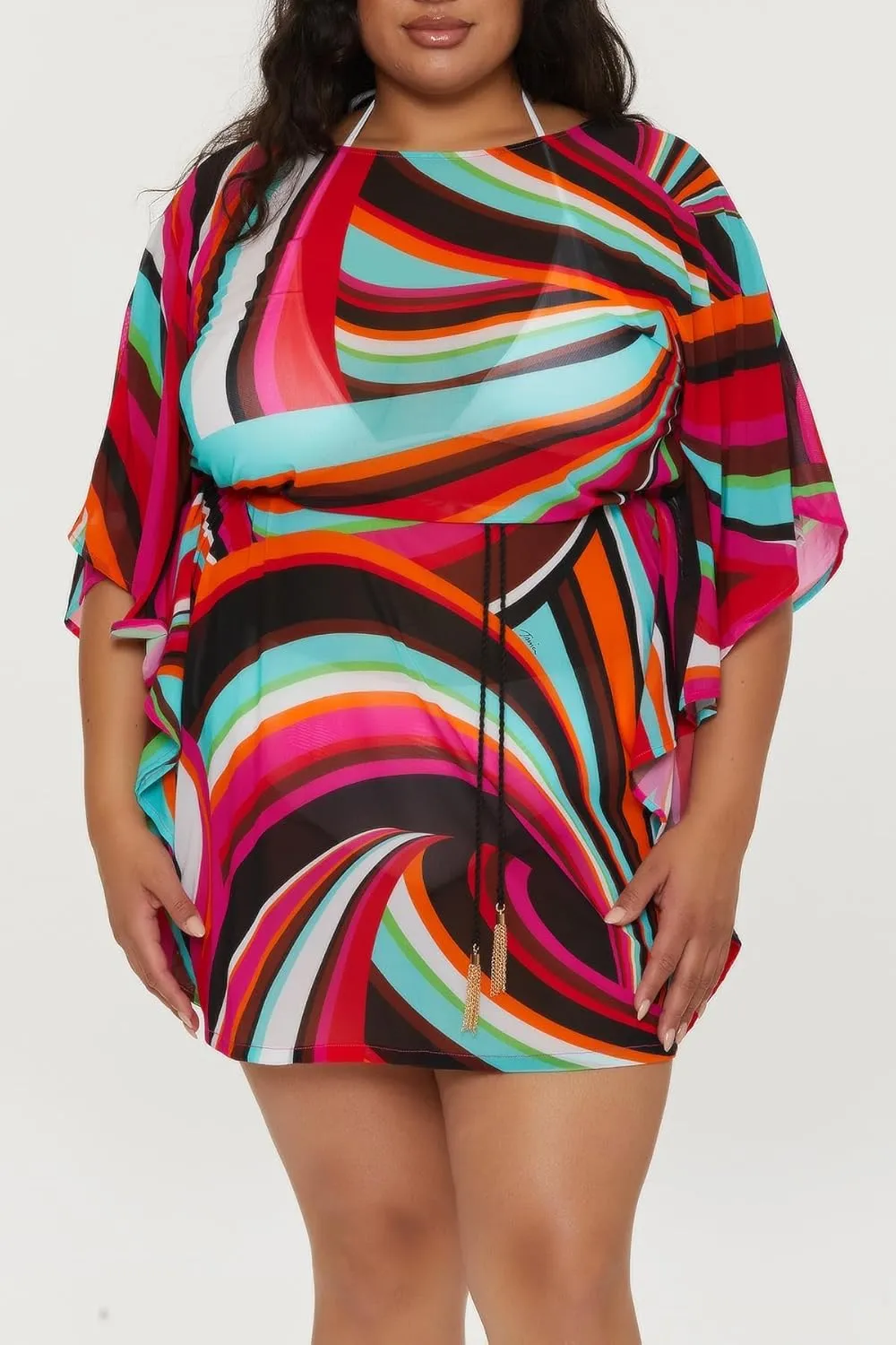 Trina Turk womens Swoop Belted Caftan, Casual, Beach Cover Ups for Women