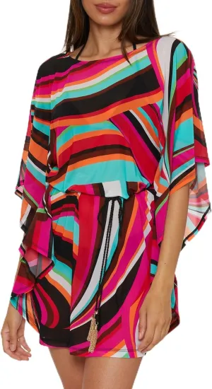 Trina Turk womens Swoop Belted Caftan, Casual, Beach Cover Ups for Women