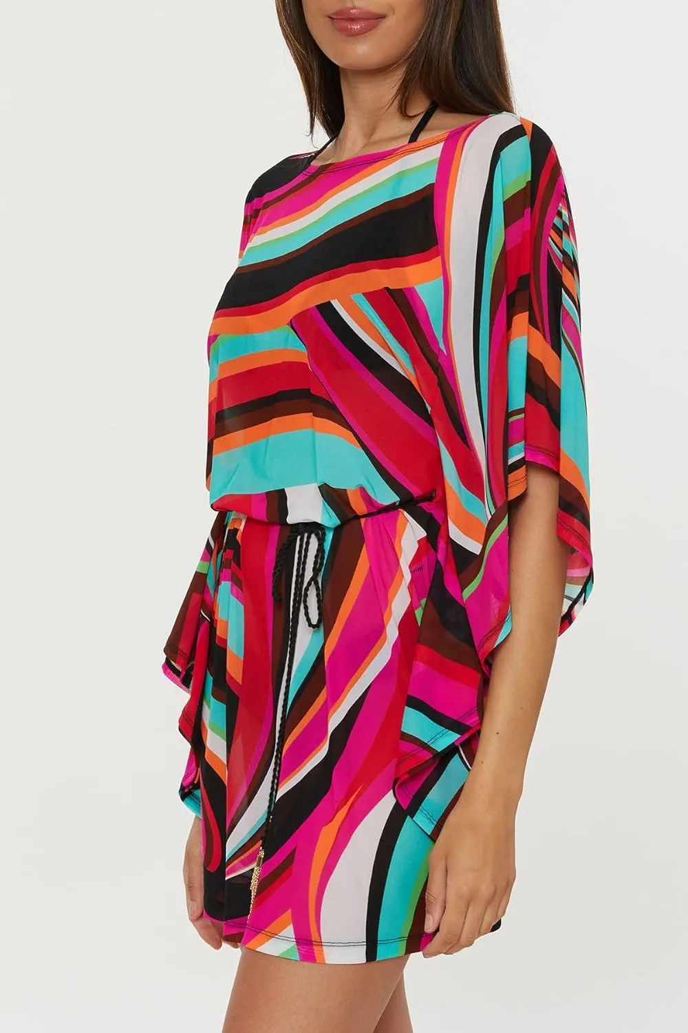 Trina Turk womens Swoop Belted Caftan, Casual, Beach Cover Ups for Women