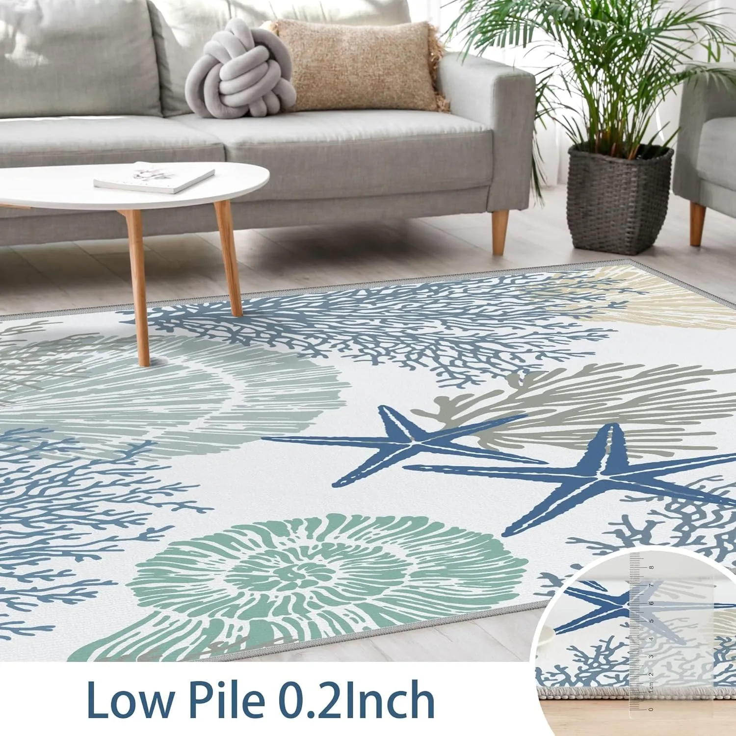 Tritard Coastal Runner Rug 2x6 Nautical Kitchen Hallway Rugs Beach Themed Non-Slip Indoor Floor Mat Machine Washable Rugs Carpet for Bathroom Living Room Bedroom Laundry Room Entryway, Blue