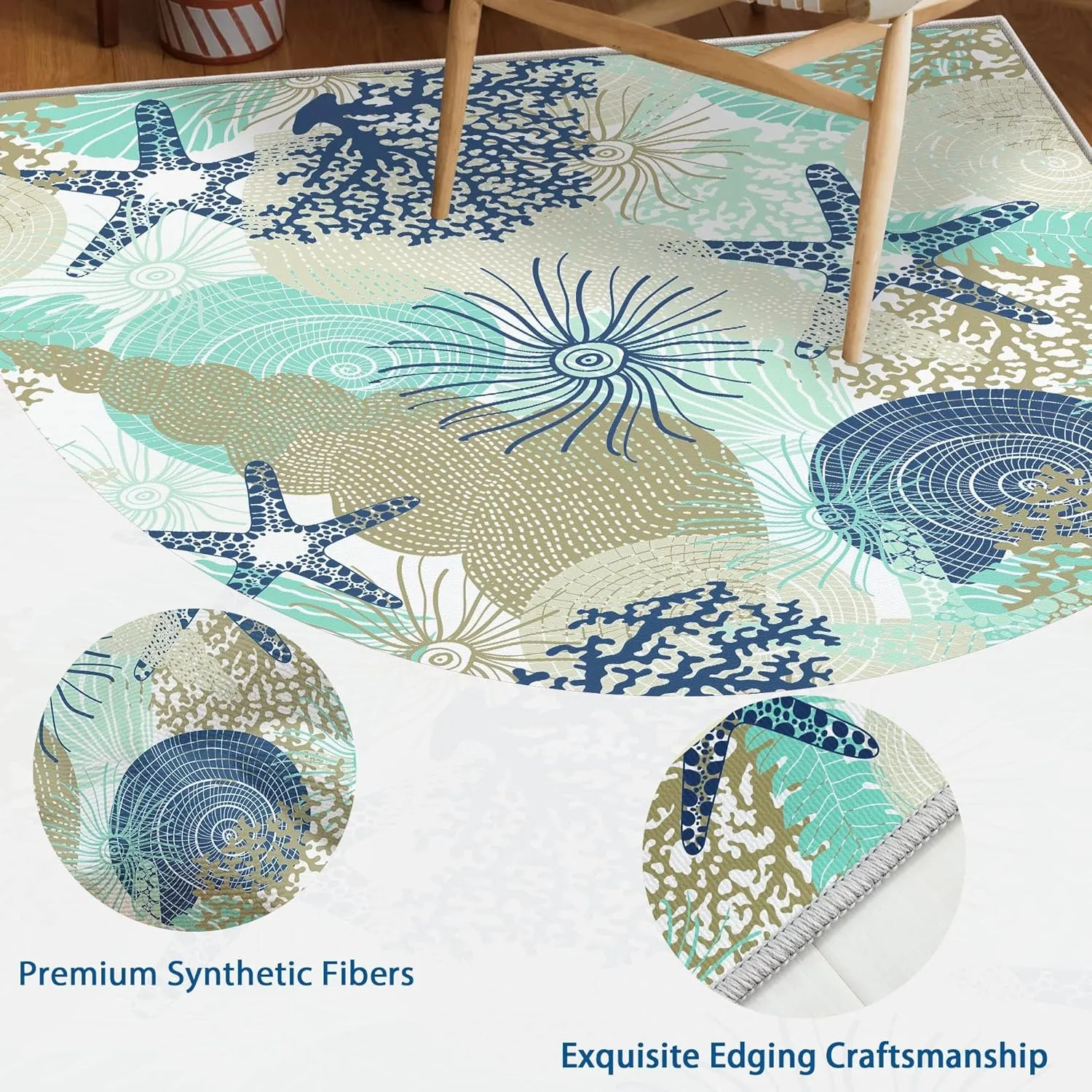 Tritard Coastal Runner Rug 2x6 Nautical Kitchen Hallway Rugs Beach Themed Non-Slip Indoor Floor Mat Machine Washable Rugs Carpet for Bathroom Living Room Bedroom Laundry Room Entryway, Navy