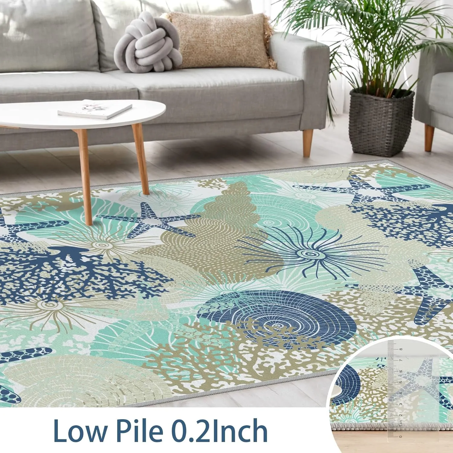 Tritard Coastal Runner Rug 2x6 Nautical Kitchen Hallway Rugs Beach Themed Non-Slip Indoor Floor Mat Machine Washable Rugs Carpet for Bathroom Living Room Bedroom Laundry Room Entryway, Navy