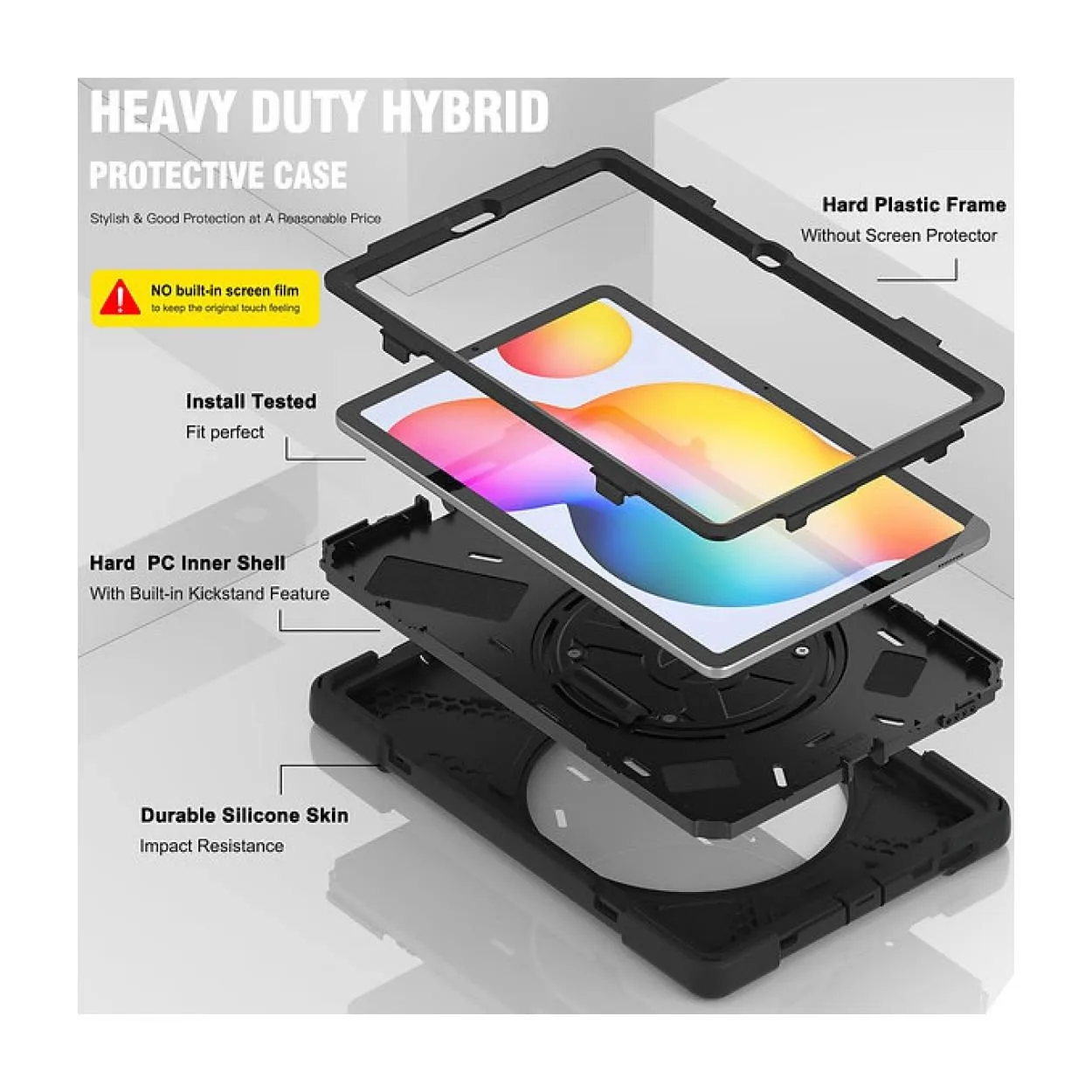 Tuff-Luv Armour Jack Rugged Case with Pen Holder for Samsung Tab S6 Lite Black MF3721