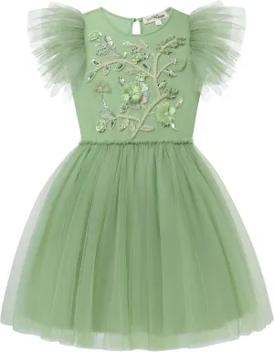 Tutu Dress for Girls - Embroidered Tulle Tiered Layered Flower Toddler Dress for Wedding & Birthday