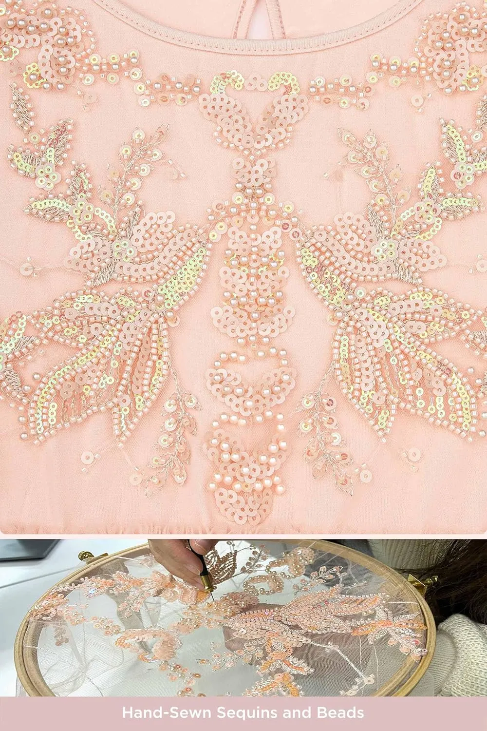 Tutu Dress for Girls - Embroidered Tulle Tiered Layered Flower Toddler Dress for Wedding & Birthday