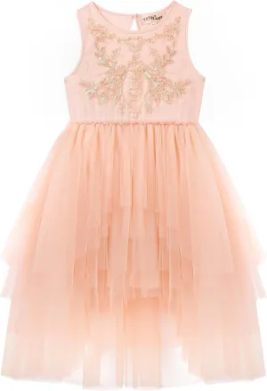 Tutu Dress for Girls - Embroidered Tulle Tiered Layered Flower Toddler Dress for Wedding & Birthday