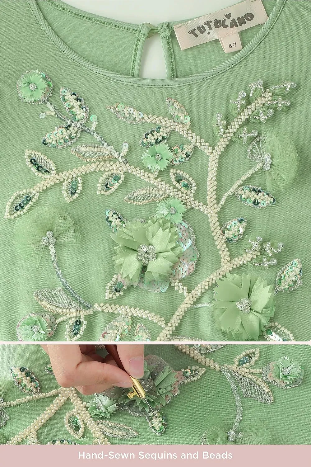 Tutu Dress for Girls - Embroidered Tulle Tiered Layered Flower Toddler Dress for Wedding & Birthday