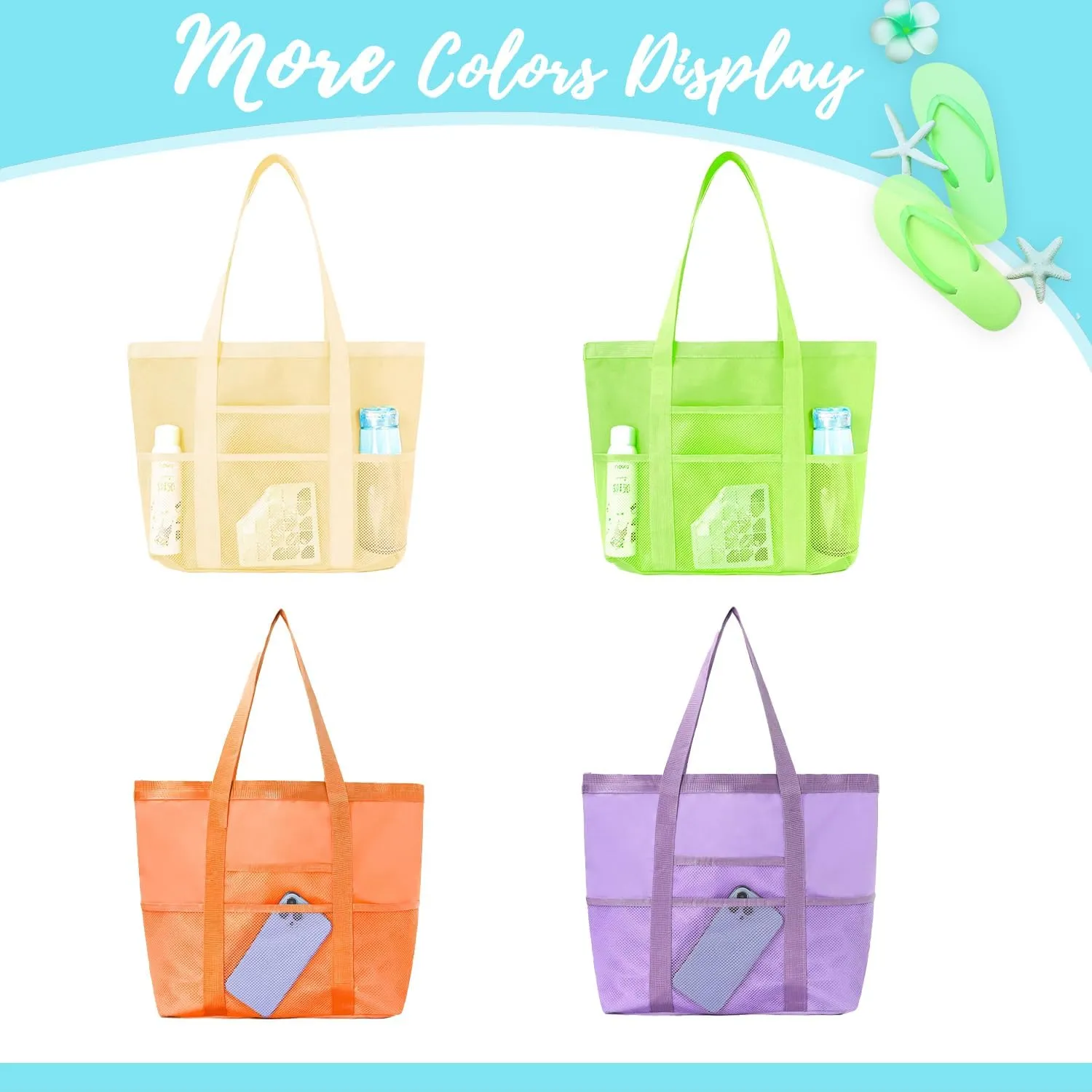 Ulico Personalized Beach Bag Embroidered Name,Custom Mesh Tote Bag for Women, Foldable Shoulder Bag for Swimming Pools Travel