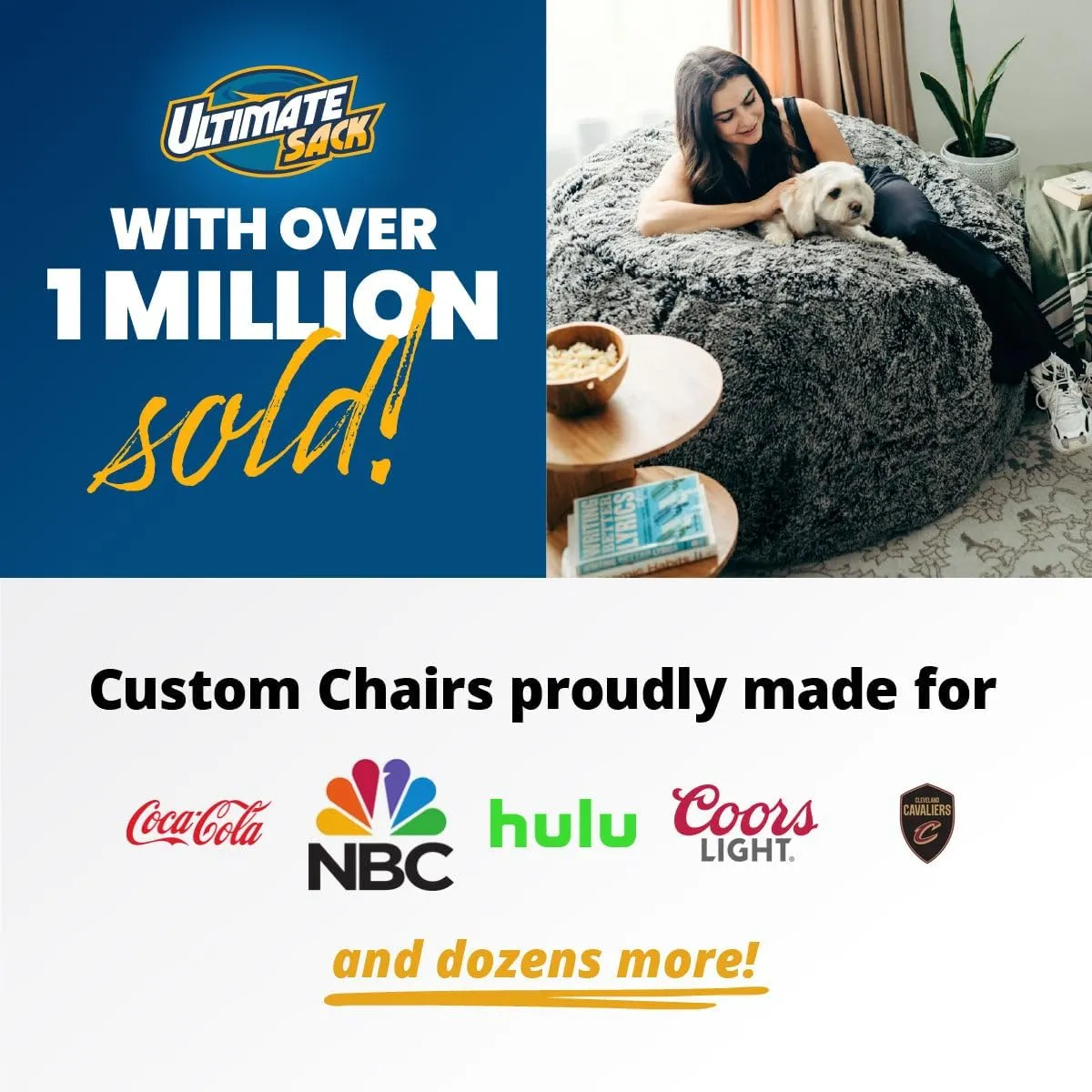 ULTIMATE SACK 6ft Bean Bag Chair, Oversize Bean Bag Chair for Adults, Comfy Chair Bean Bag Couch Lounge Sofa Loveseat Furniture | Cloud Fur