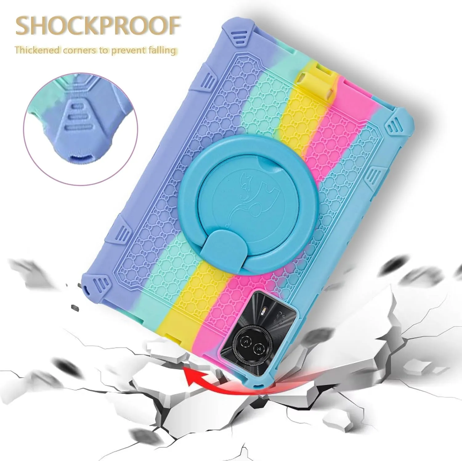 Universal 11 inch Tablet case for Blackview 90 WiFi/DOOGEE U11/T30 Pro/T30 SE Soft Silicone Kids Case for Honor Pad X8A/Redmi Pad SE/Samsung Galaxy Tab S9 11 inch with Stand(Light Blue)