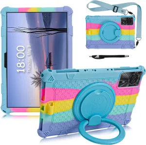 Universal 11 inch Tablet case for Blackview 90 WiFi/DOOGEE U11/T30 Pro/T30 SE Soft Silicone Kids Case for Honor Pad X8A/Redmi Pad SE/Samsung Galaxy Tab S9 11 inch with Stand(Light Blue)