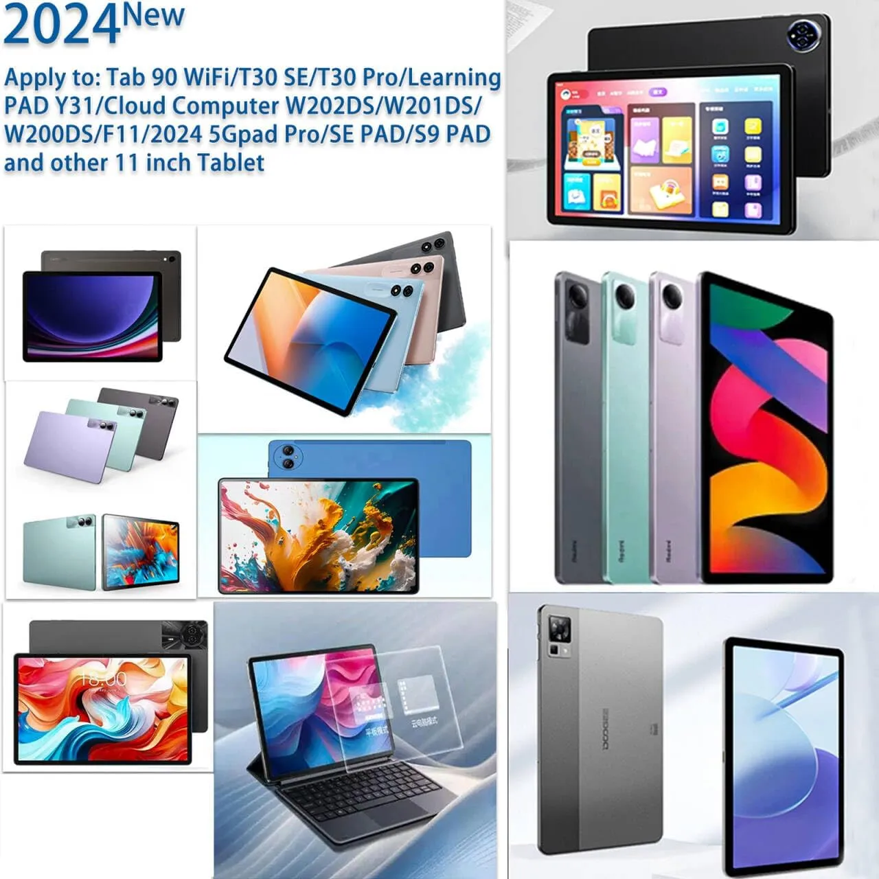 Universal 11 inch Tablet case for Blackview 90 WiFi/DOOGEE U11/T30 Pro/T30 SE Soft Silicone Kids Case for Honor Pad X8A/Redmi Pad SE/Samsung Galaxy Tab S9 11 inch with Stand(Light Blue)