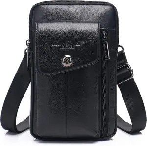 Universal Waist Belt Bag Shoulder Pouch Camping Purse Fashion Leisure Vintage Style2-Black