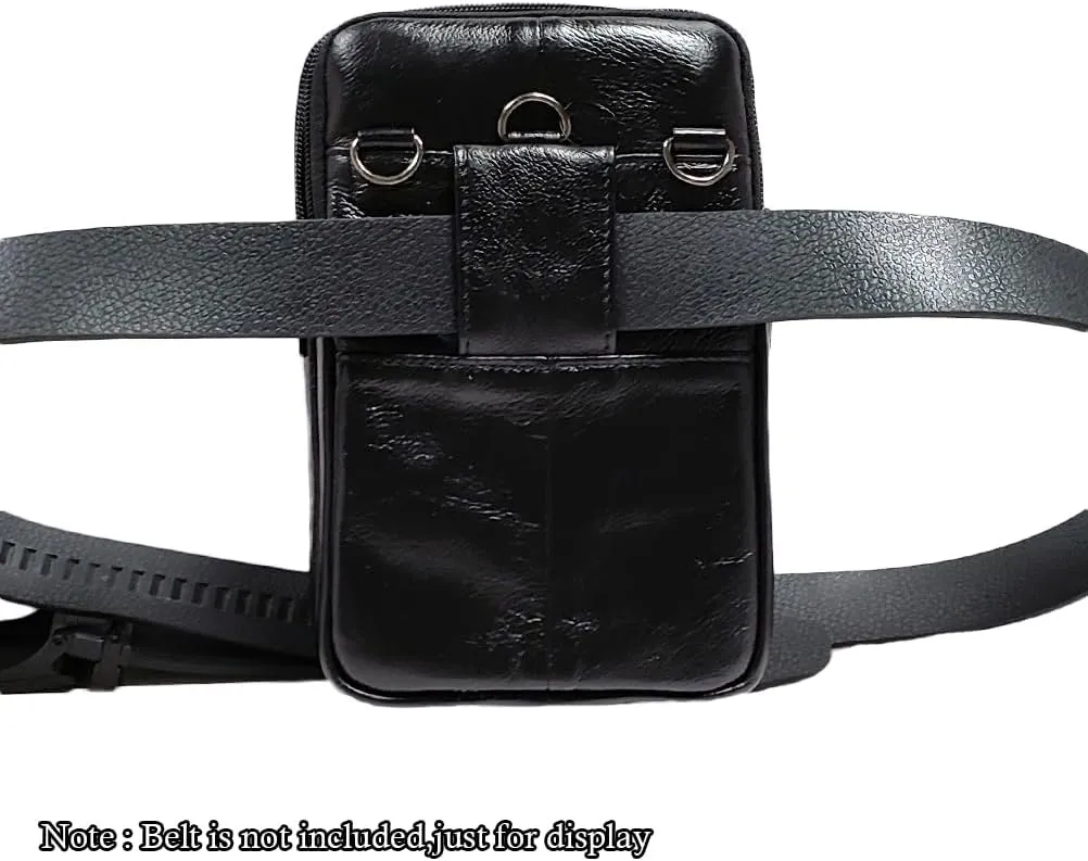 Universal Waist Belt Bag Shoulder Pouch Camping Purse Fashion Leisure Vintage Style2-Black