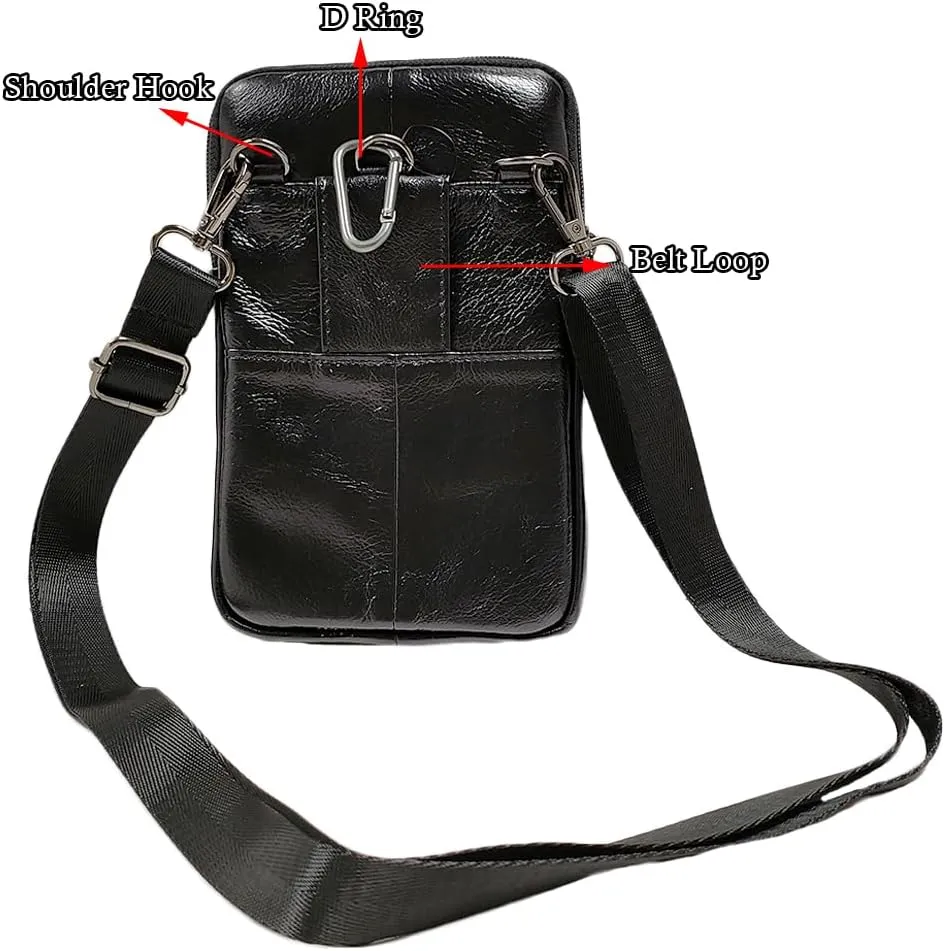 Universal Waist Belt Bag Shoulder Pouch Camping Purse Fashion Leisure Vintage Style2-Black