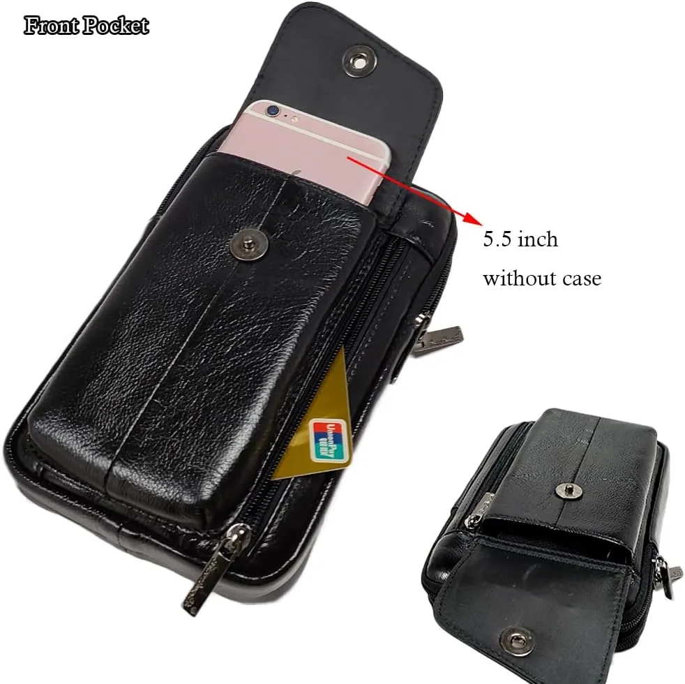 Universal Waist Belt Bag Shoulder Pouch Camping Purse Fashion Leisure Vintage Style2-Black