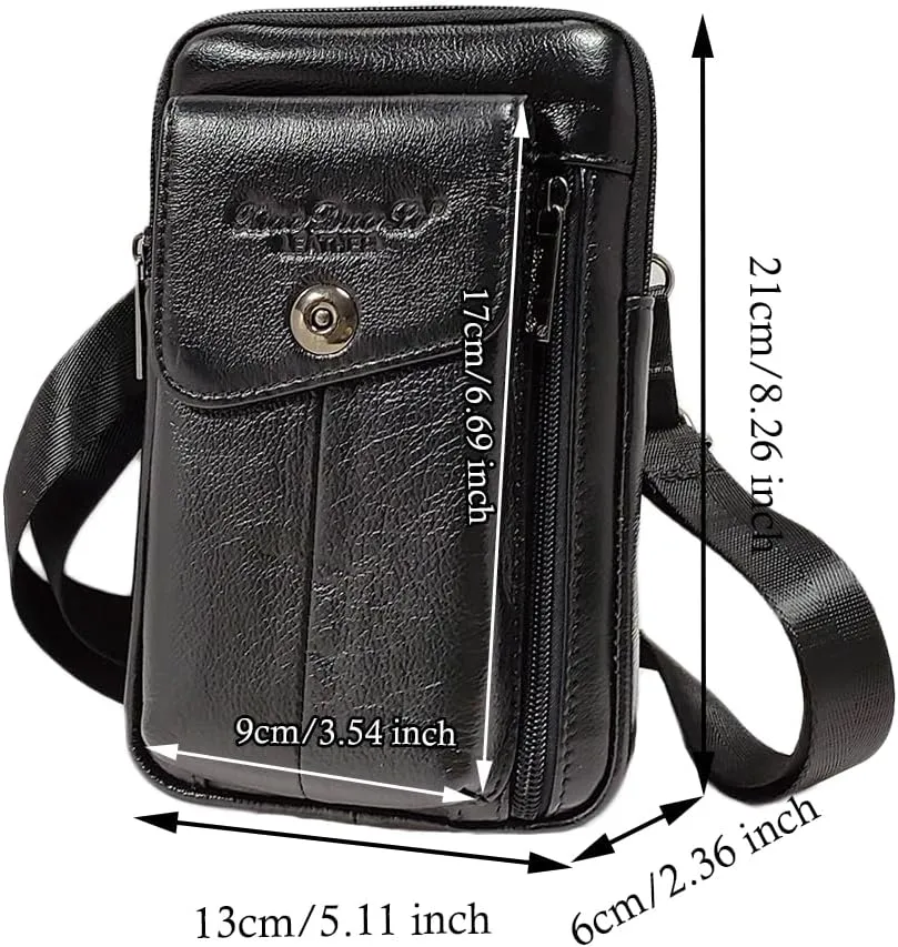 Universal Waist Belt Bag Shoulder Pouch Camping Purse Fashion Leisure Vintage Style2-Black