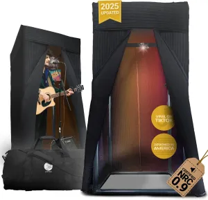 Updated 2025 OEM RECORDING SOUND BOOTH | Portable Studio for Crisp Dry Vocals | Acoustic Treatment for Any Space | Sound Isolation Booth for Home Studio | 5-Min Assembly w/Travel Bag & Extras