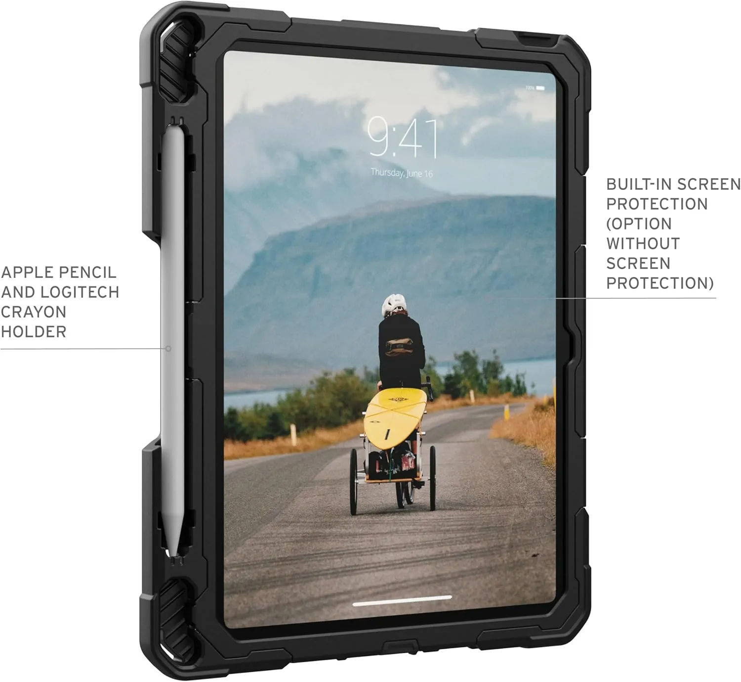 URBAN ARMOR GEAR UAG Designed for iPad 11" A16 11th Gen 2025, 10.9" 10th Gen 2022 Case w/Built-in Screen Protector A3354 A3355 Rugged Protective Cover w/Kickstand & Hand Strap, Plasma Ice/Black
