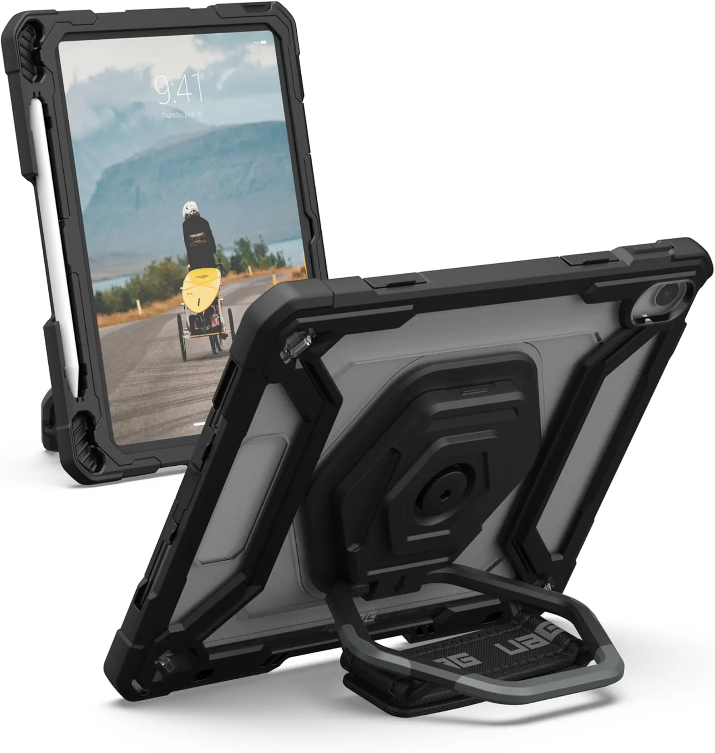 URBAN ARMOR GEAR UAG Designed for iPad 11" A16 11th Gen 2025, 10.9" 10th Gen 2022 Case w/Built-in Screen Protector A3354 A3355 Rugged Protective Cover w/Kickstand & Hand Strap, Plasma Ice/Black