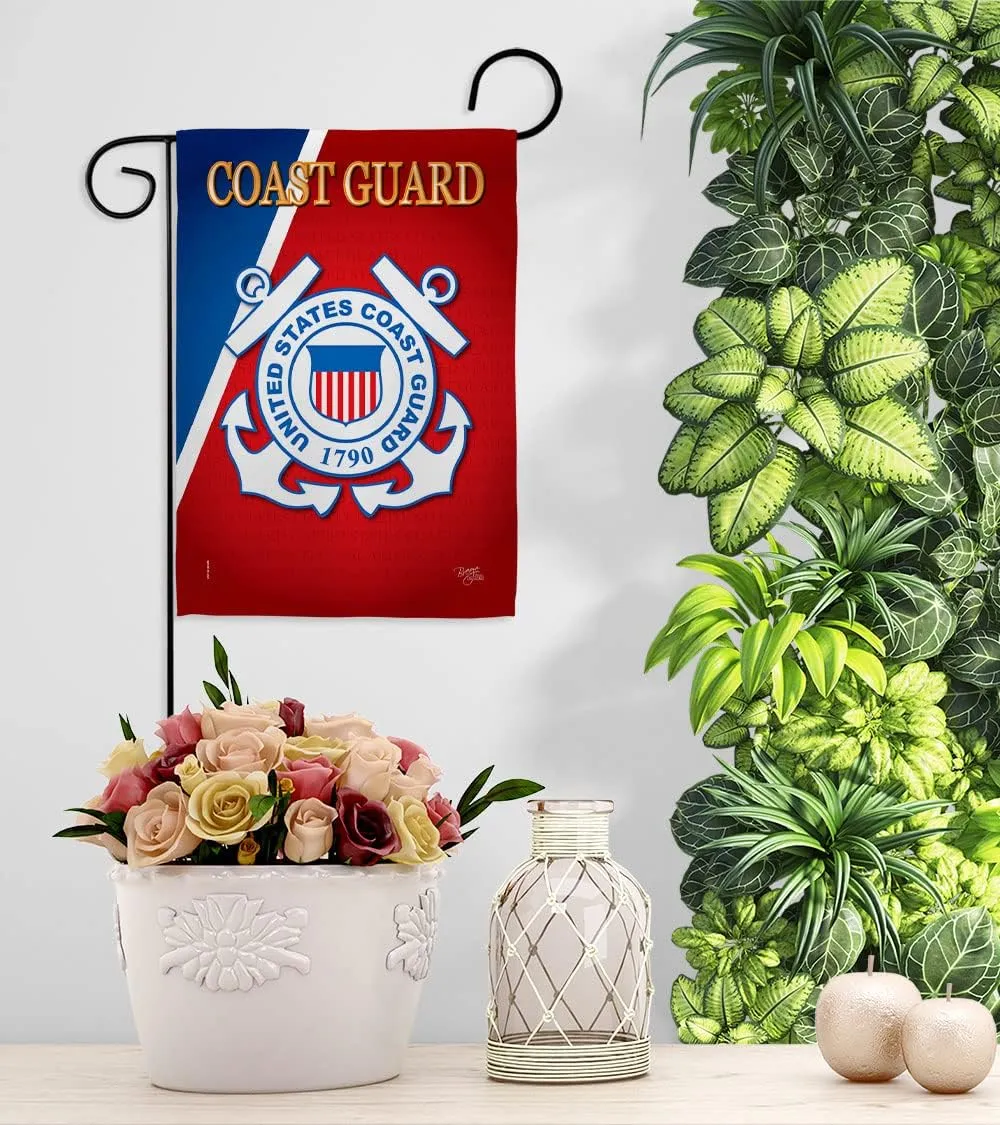 US Coast Guard Garden Flag USCG Home Decor Semper Paratus Armed Forces Officially Licensed American Decorations Yard Military Memorabilia Banner Remembrance Wall Tapestry Retire Outdoor Veteran Memorial Day Gifts Made In USA