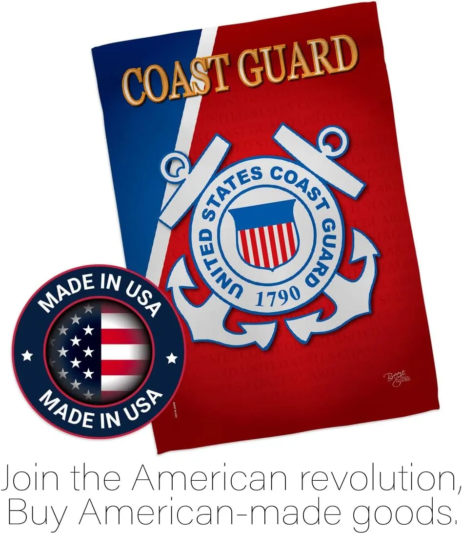 US Coast Guard Garden Flag USCG Home Decor Semper Paratus Armed Forces Officially Licensed American Decorations Yard Military Memorabilia Banner Remembrance Wall Tapestry Retire Outdoor Veteran Memorial Day Gifts Made In USA