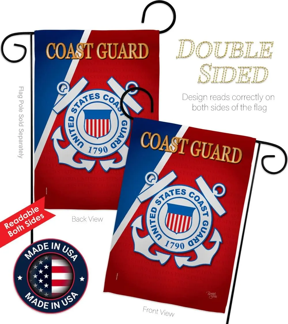 US Coast Guard Garden Flag USCG Home Decor Semper Paratus Armed Forces Officially Licensed American Decorations Yard Military Memorabilia Banner Remembrance Wall Tapestry Retire Outdoor Veteran Memorial Day Gifts Made In USA