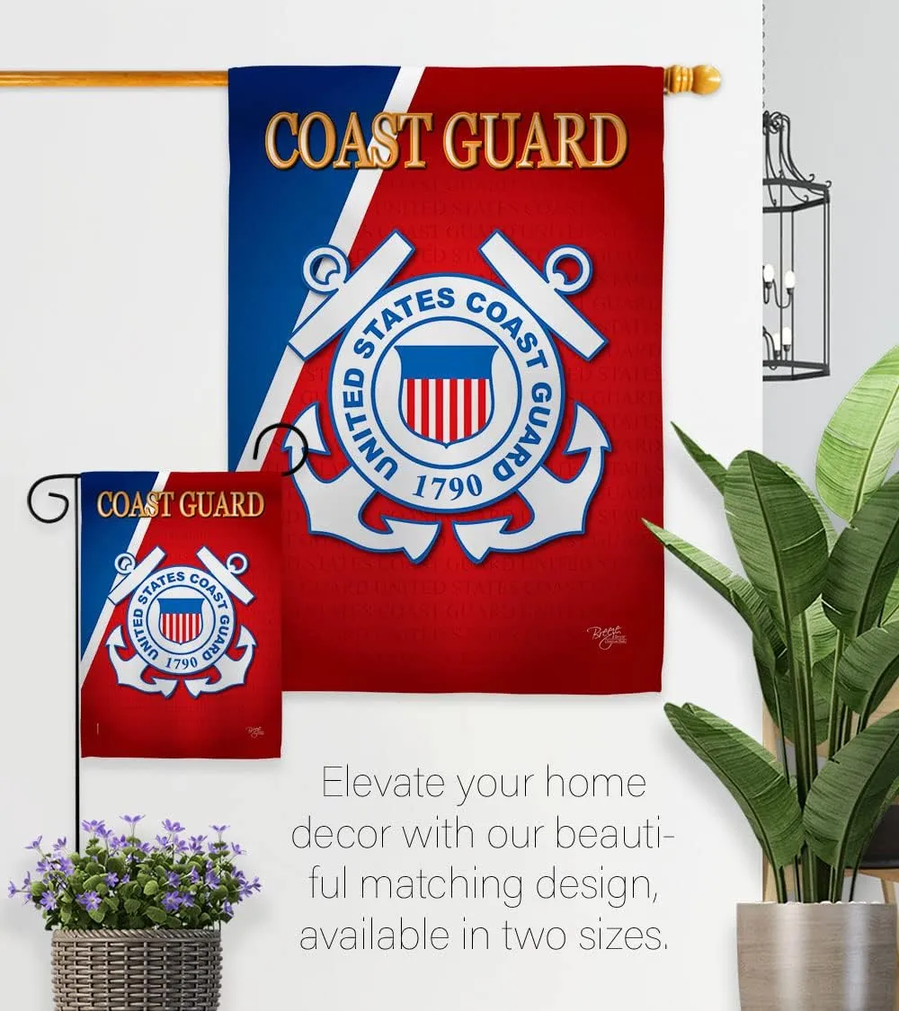 US Coast Guard Garden Flag USCG Home Decor Semper Paratus Armed Forces Officially Licensed American Decorations Yard Military Memorabilia Banner Remembrance Wall Tapestry Retire Outdoor Veteran Memorial Day Gifts Made In USA