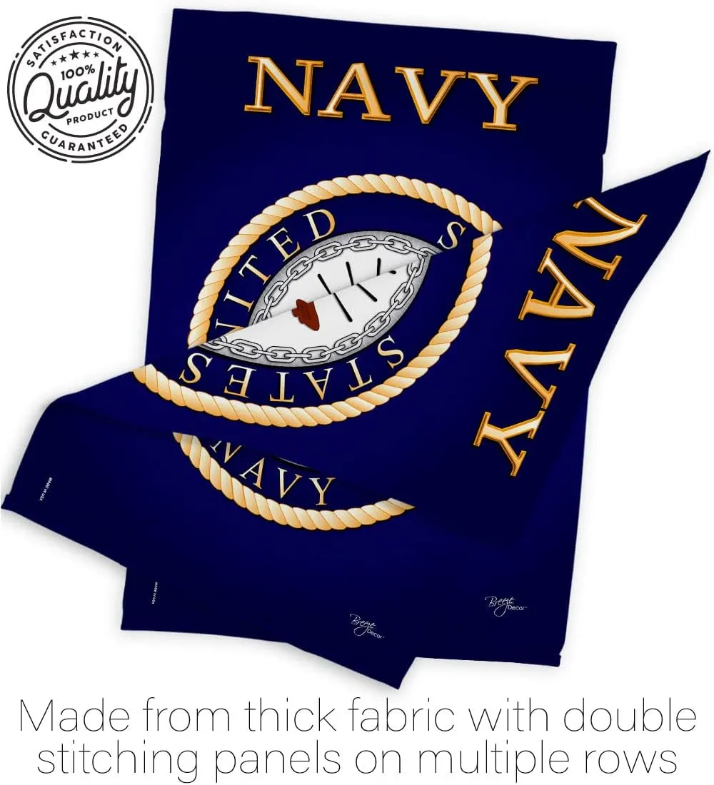 US Navy Garden Flag Home Decor USN Armed Forces Seabee Official Licensed American Naval Decorations Military Memorabilia Banner Remembrance Wall Tapestry Veteran Retire Memorial Day Gifts Made in USA