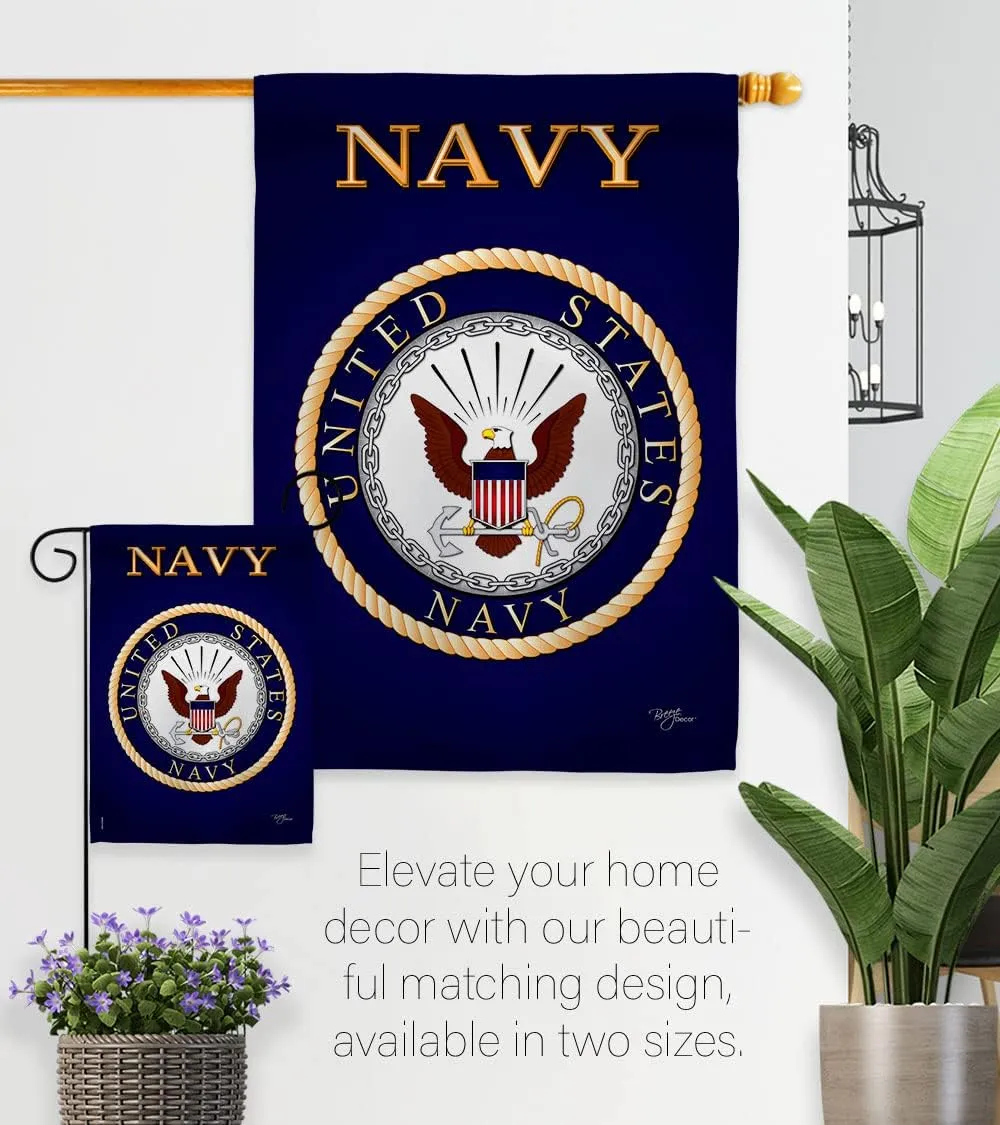 US Navy Garden Flag Home Decor USN Armed Forces Seabee Official Licensed American Naval Decorations Military Memorabilia Banner Remembrance Wall Tapestry Veteran Retire Memorial Day Gifts Made in USA