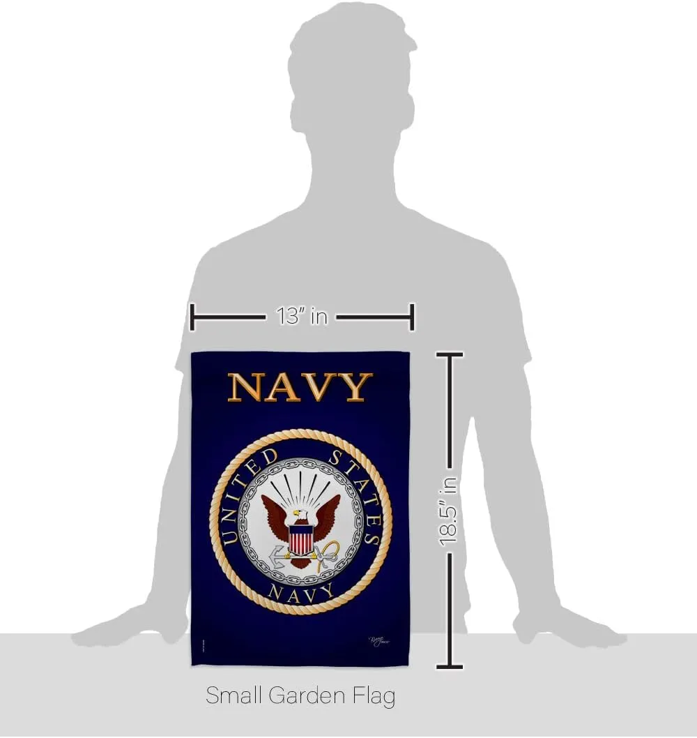 US Navy Garden Flag Home Decor USN Armed Forces Seabee Official Licensed American Naval Decorations Military Memorabilia Banner Remembrance Wall Tapestry Veteran Retire Memorial Day Gifts Made in USA