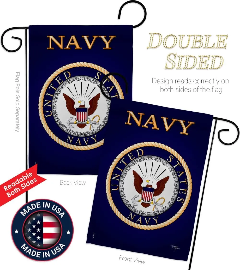 US Navy Garden Flag Home Decor USN Armed Forces Seabee Official Licensed American Naval Decorations Military Memorabilia Banner Remembrance Wall Tapestry Veteran Retire Memorial Day Gifts Made in USA