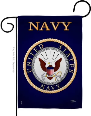 US Navy Garden Flag Home Decor USN Armed Forces Seabee Official Licensed American Naval Decorations Military Memorabilia Banner Remembrance Wall Tapestry Veteran Retire Memorial Day Gifts Made in USA