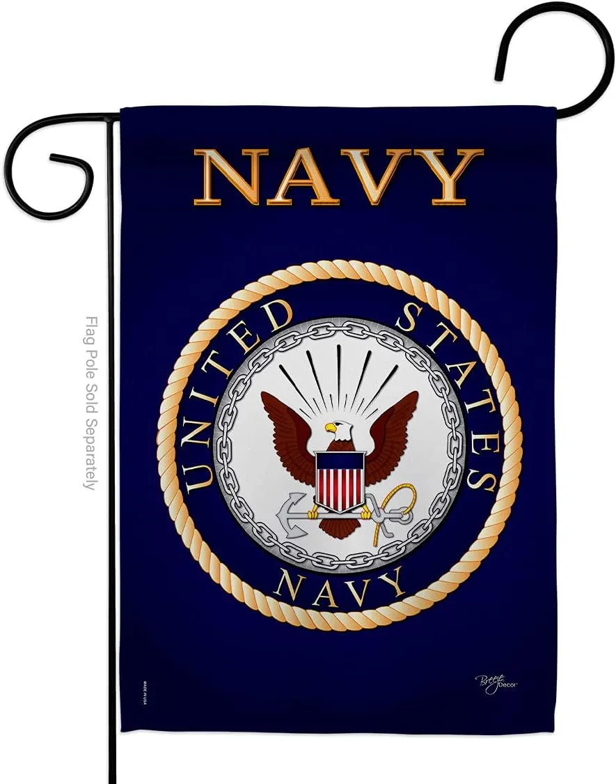 US Navy Garden Flag Home Decor USN Armed Forces Seabee Official Licensed American Naval Decorations Military Memorabilia Banner Remembrance Wall Tapestry Veteran Retire Memorial Day Gifts Made in USA