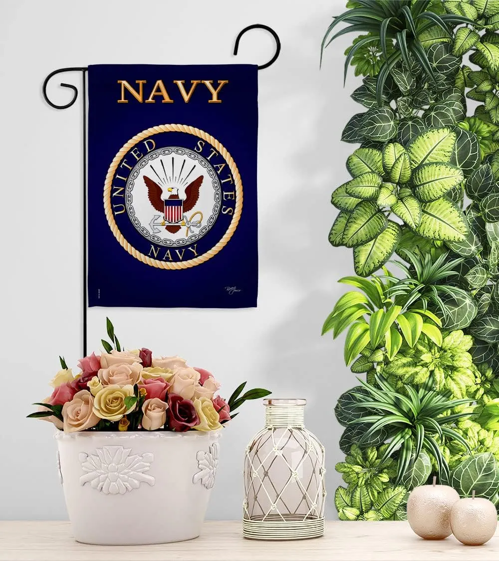 US Navy Garden Flag Home Decor USN Armed Forces Seabee Official Licensed American Naval Decorations Military Memorabilia Banner Remembrance Wall Tapestry Veteran Retire Memorial Day Gifts Made in USA