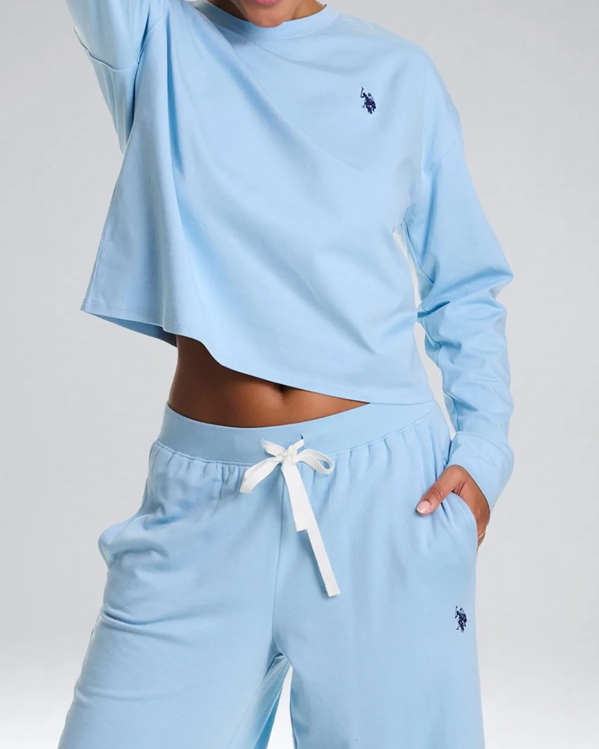 U.S. Polo Assn. Lounge Sets for Women, Tracksuit Sets for Women 2 Piece with Top and Wide Leg Sweatpants
